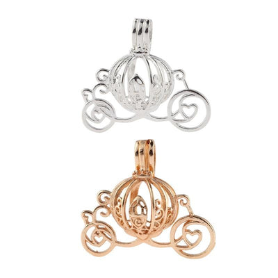 Hollow Cage Filigree Ball Box Copper Crown Pendant