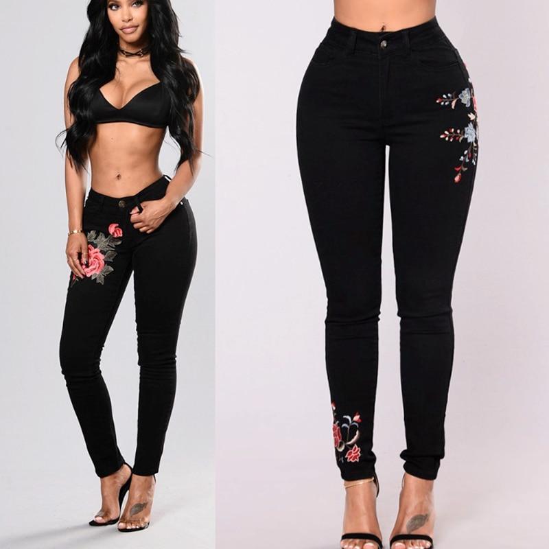 Elastic Stretch embroidery sexy Jeans