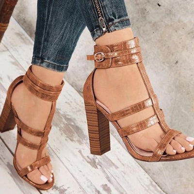 Women Ankle Strap Gladiator Heels High Sandals