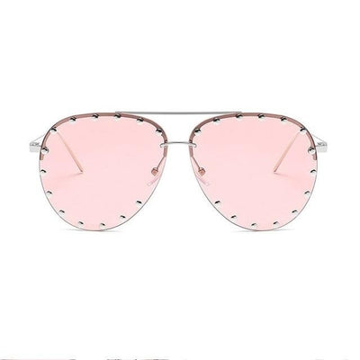 Rimless Women Oversized Mirror Sunglasses