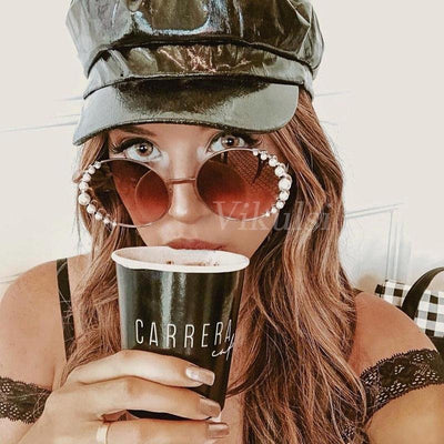 Luxury Round Women Sunglasses Pearl Decoration