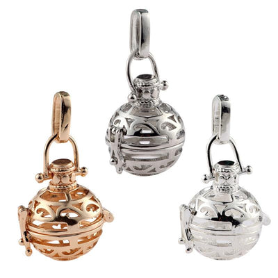 Hollow Cage Filigree Ball Box Copper Crown Pendant