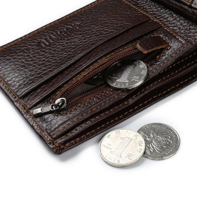 Genuine Leather Brand Casual Zipper Men's Leather Purse