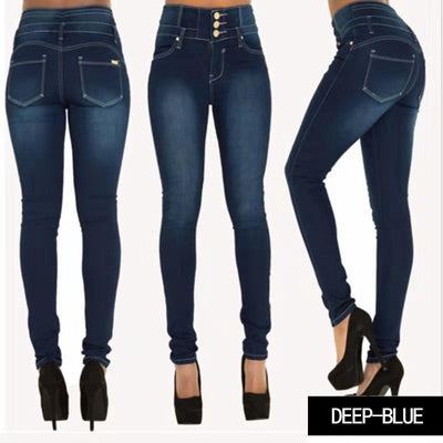Women High Waist skinny Elastic Jeans
