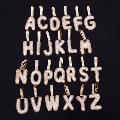 A-Z Small Bubble Letters Pendant Necklaces