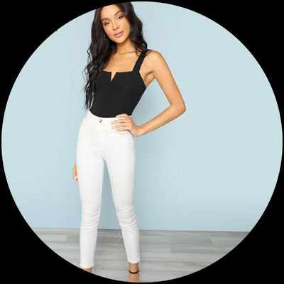 Black V-Cut Front Bodysuit