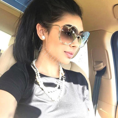 Luxury Women Retro Half Frame Round Sunglasses