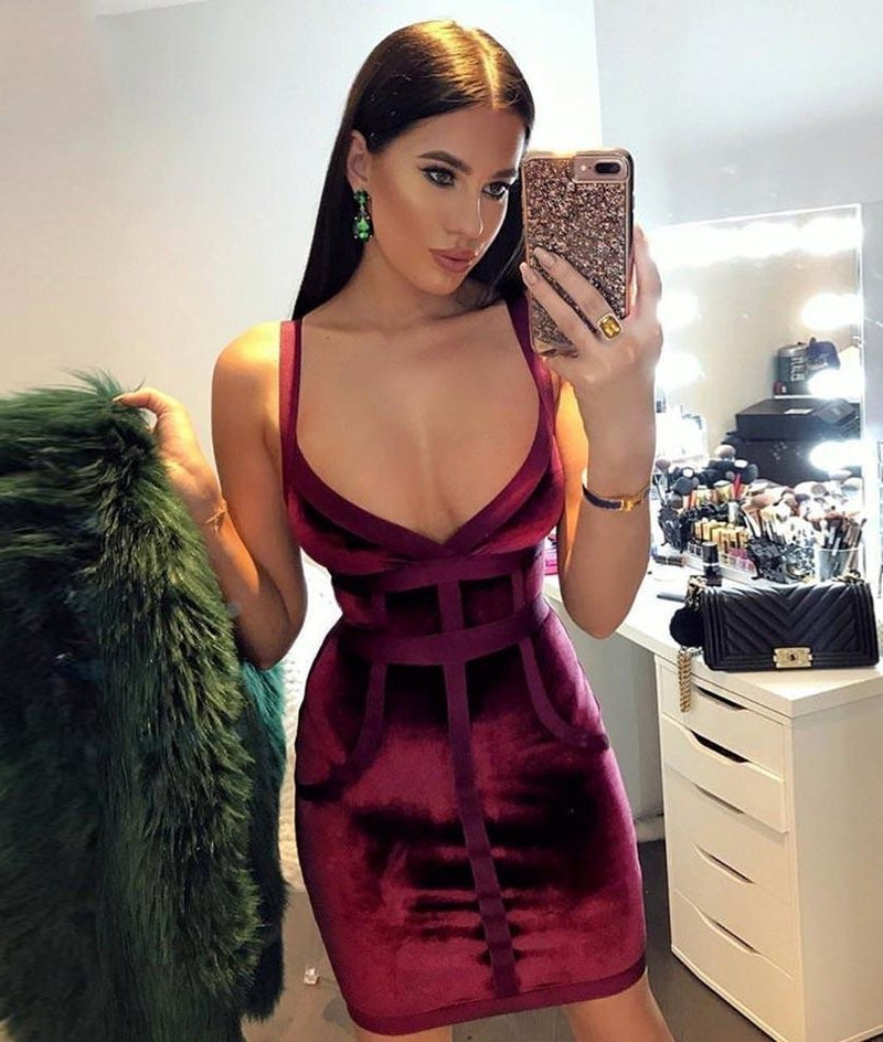 Women Sleeveless Sexy V-neck Bodycon, Evening Elegant Party Celebrity Club Dresses