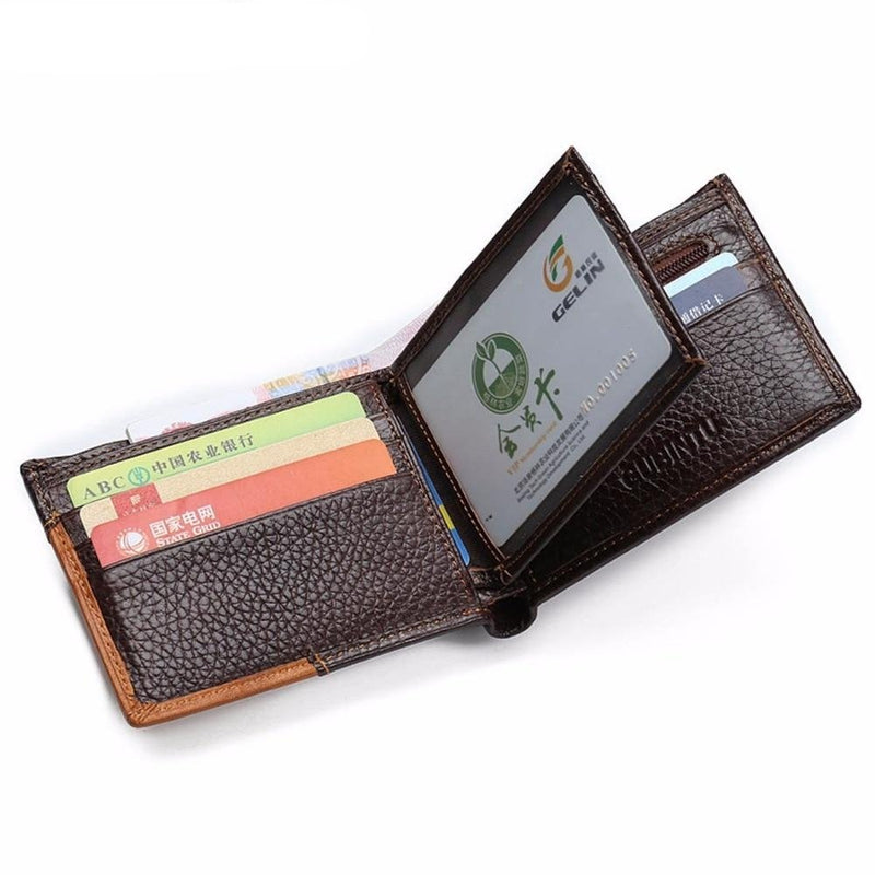 Genuine Leather Brand Casual Zipper Men's Leather Purse