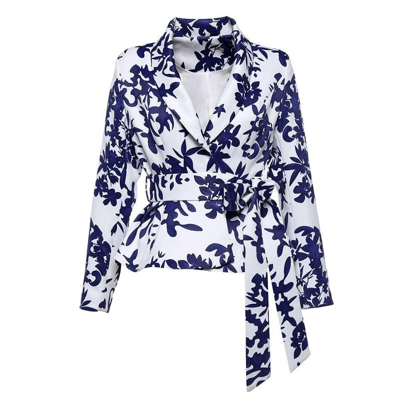 2 piece women's floral lace up elegant coat lace up fashion office Formal ladies jacket