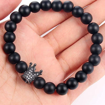 1 Pair Couple Crystal Gold Alloy Copper Rhinestone Crown Bracelets