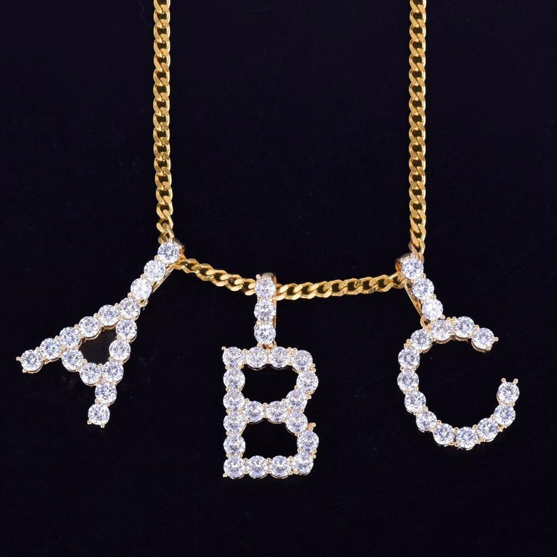 Zircon Tennis Letters Pendant  Necklaces