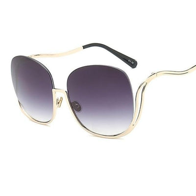 Luxury Women Retro Half Frame Round Sunglasses