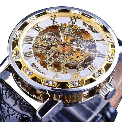 Black Golden Retro Luminous Hands Fashion Diamond Display Men's Watch