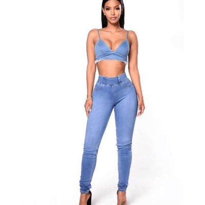 High Waist Skinny Pencil Denim Pants