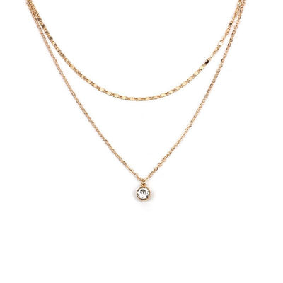 Female Gold Color Double Layer Necklace Collier