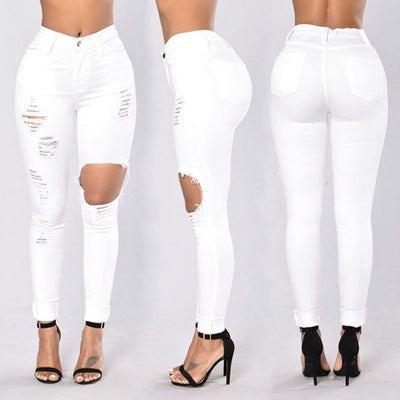 Women High Waist Skinny Pencil Denim Pants