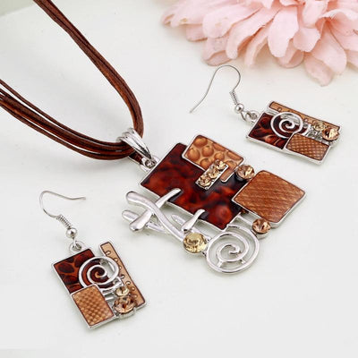 Summer Style Enamel Silver Pendant Jewelry Sets