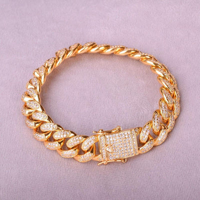 12MM Men Zircon Curb Cuban Link Hip hop Bracelet