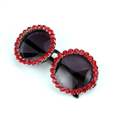 Luxury vintage rhinestone round sunglasses