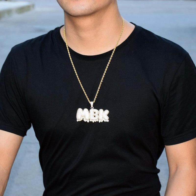 Custom Name White Drip Bubble Letters Hip Hop Chain