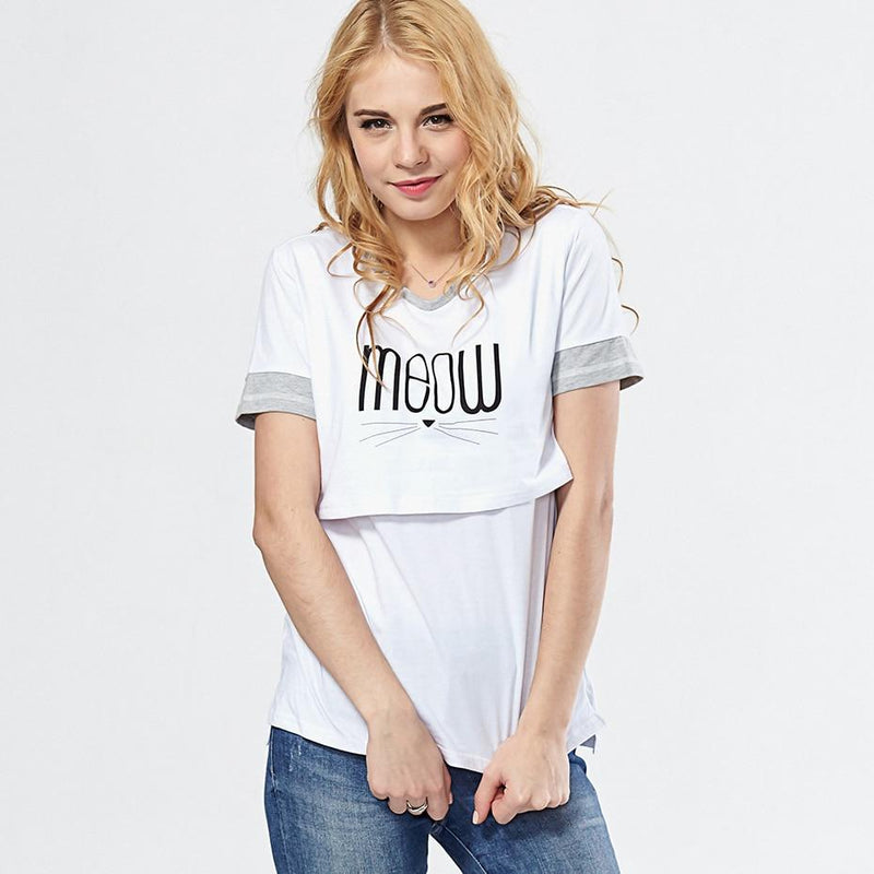 100%Cotton Nursing T-shirt Simple Breastfeeding