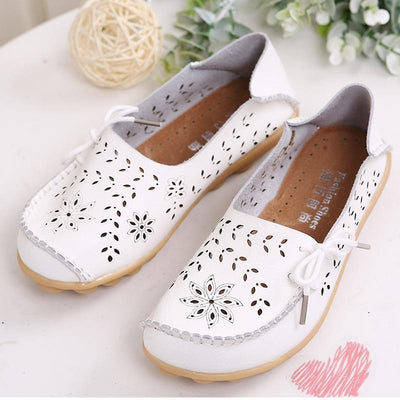 Lace-up Genuine Leather Women Flats Shoe F