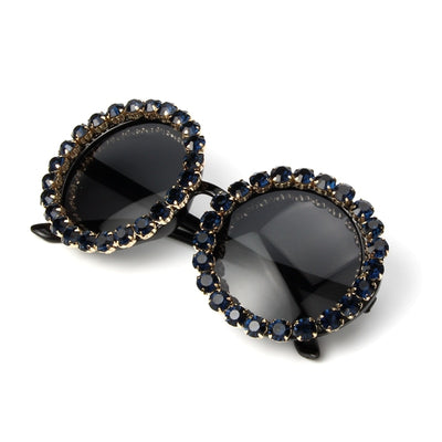Luxury vintage rhinestone round sunglasses