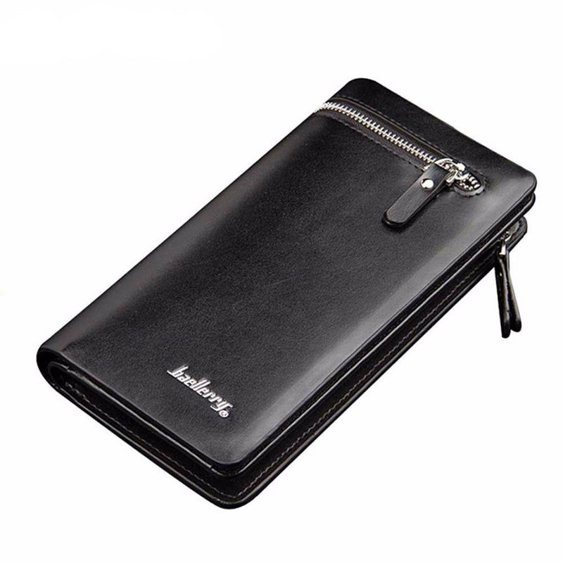 Men Wallets Long Double Zipper PU Leather Wallet