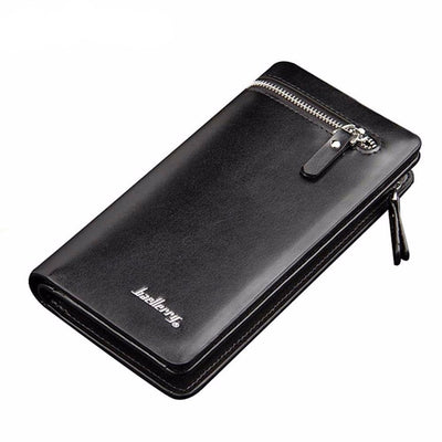 Men Wallets Long Double Zipper PU Leather Wallet