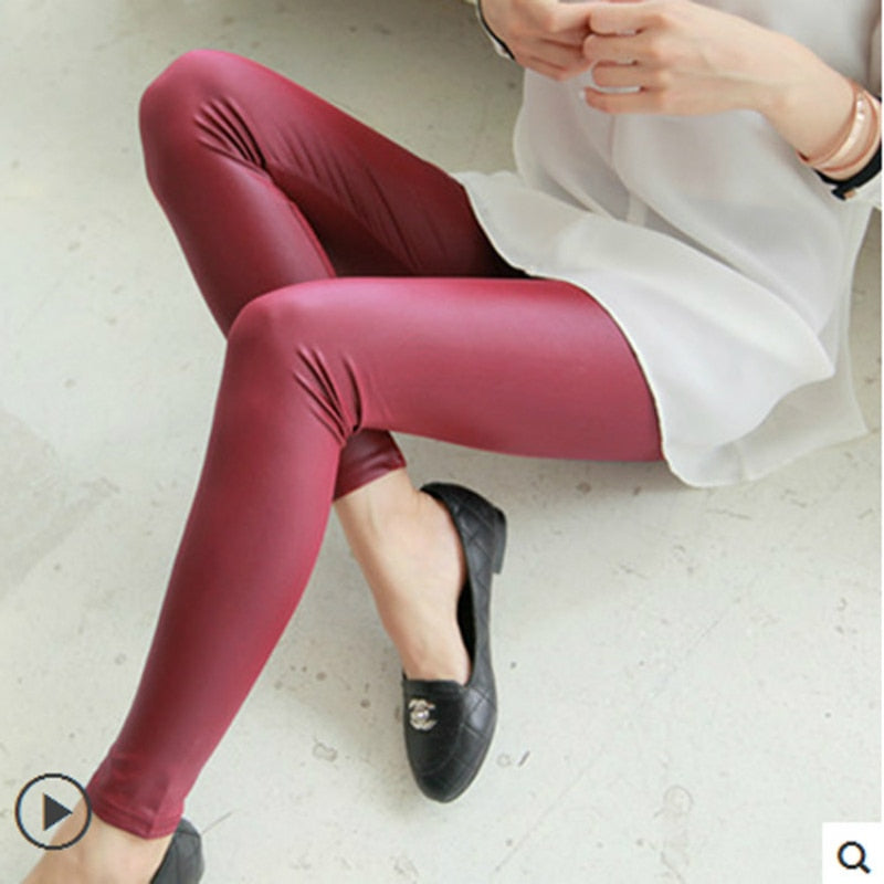 Sexy Women Pu Leather Black Pants