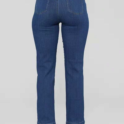 Women High Waist wide leg Elastic Jeans