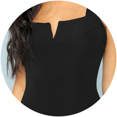 Black V-Cut Front Bodysuit