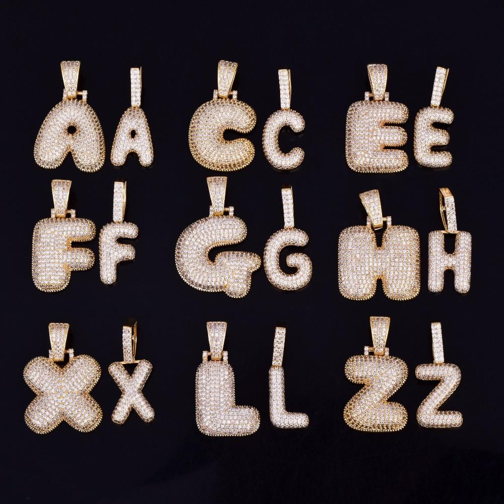 A-Z Small Bubble Letters Pendant Necklaces