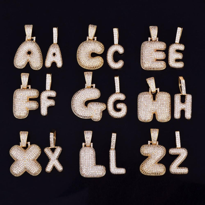 A-Z Small Bubble Letters Pendant Necklaces