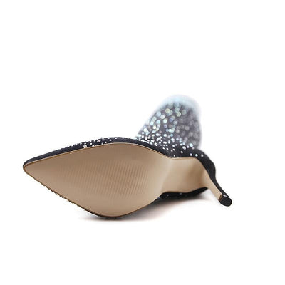 Catwalk Glass Elastic Fabric Sock Pointy Boots