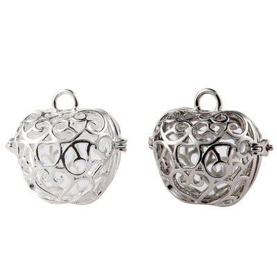 Hollow Cage Filigree Ball Box Copper Crown Pendant