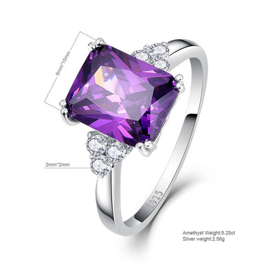 Vintage Jewelry 5.25ct Amethyst 925 Sterling Silver Ring