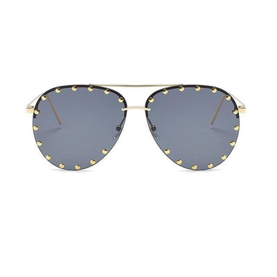 Rimless Women Oversized Mirror Sunglasses