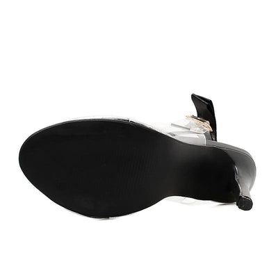 Women Butterfly-Knot Clear Stilettos Slingback PVC Sandals