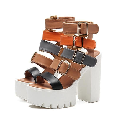 Women Sandals High Heels Fashion Buckle Gladiator Sandals