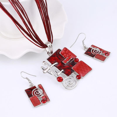 Summer Style Enamel Silver Pendant Jewelry Sets