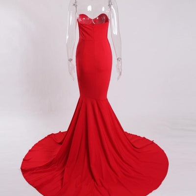 Sexy Strapless V Neck Padded Mermaid Party Dress