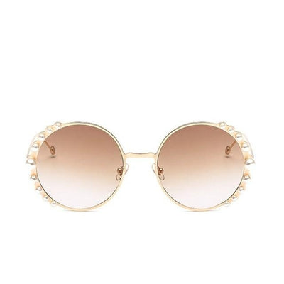 Luxury Round Women Sunglasses Pearl Decoration