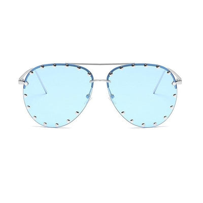 Rimless Women Oversized Mirror Sunglasses