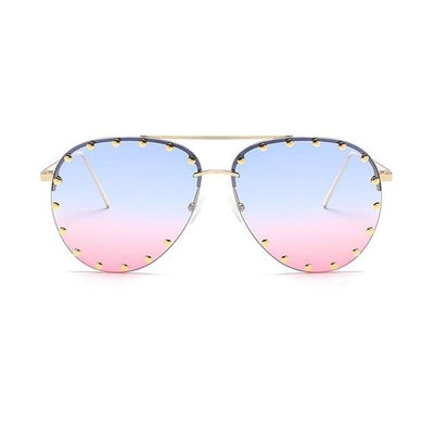 Rimless Women Oversized Mirror Sunglasses