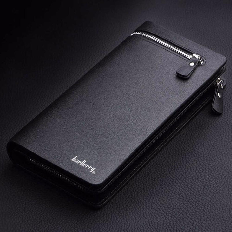 Men Wallets Long Double Zipper PU Leather Wallet
