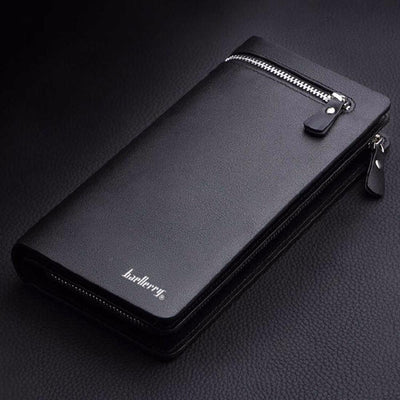 Men Wallets Long Double Zipper PU Leather Wallet