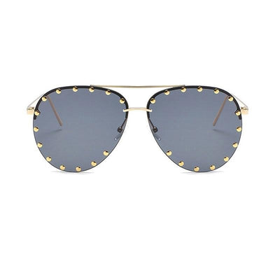 Rimless Women Oversized Mirror Sunglasses
