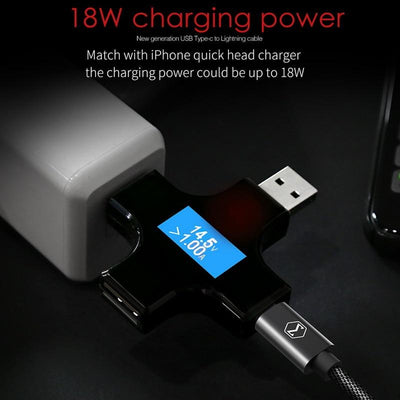 USB C PD Cable USB C to 8 Pin Quick Charging Cable For iPhone X 8